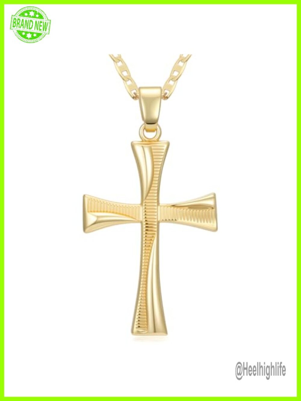14K Gold Plated Cross Necklace Twisted Infinity Open Loop Pendant